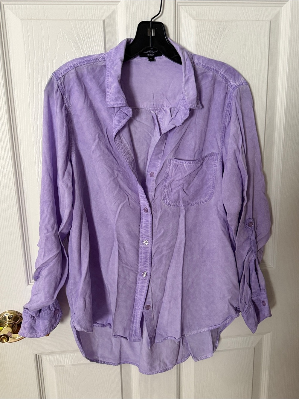 Velvet heart Light Purple Oversized tencel Button-Up Shirt medium